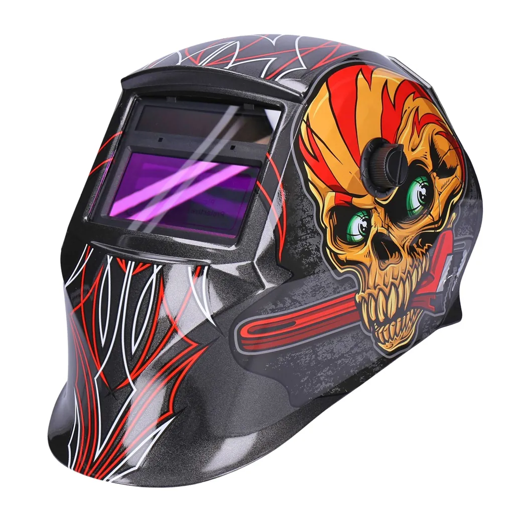TP Automatik Solar Schweißhelm mit UV-Schutz, auto Verdunkelung, Feuerhemmend, schnelle Schaltzeiten- Skull 2 (1647-A)