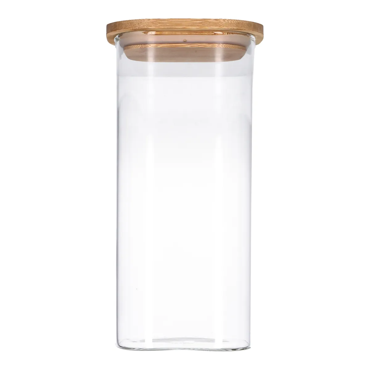 TP Vorratsglas mit Bambusdeckel, Glas Behälter für Lebensmittel, luftdicht, spülmaschinenfest - eckig 1800ml