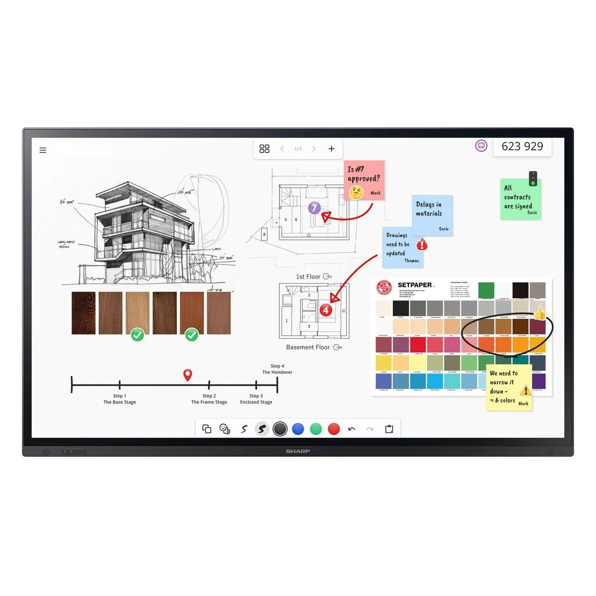 Sharp PN-LA652 Interaktiver Touchscreen Flachbildschirm 65" (165,1cm) LCD 4K Schwarz