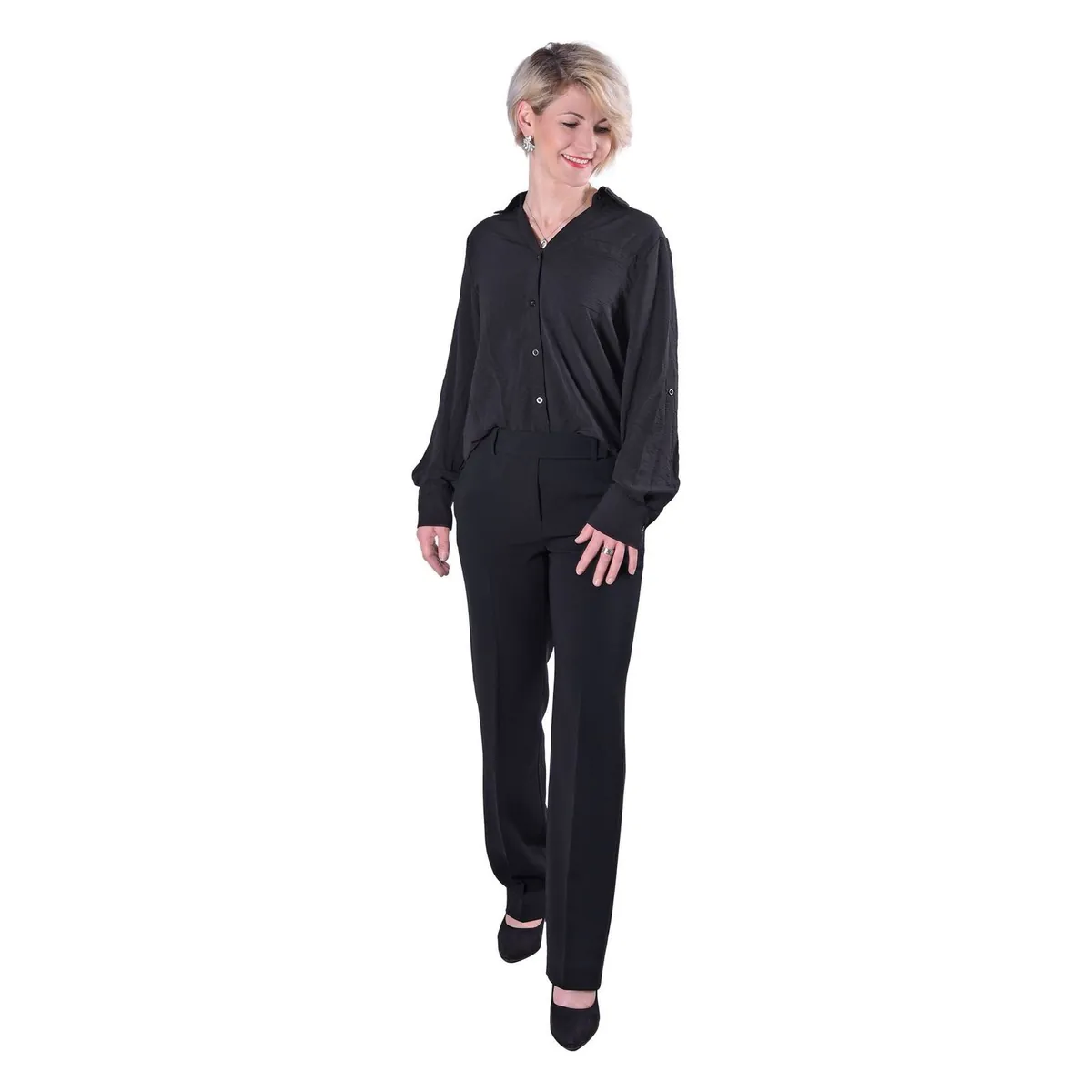 Michael Kors Bundfaltenhose mit geradem Bein schwarz Damen 4