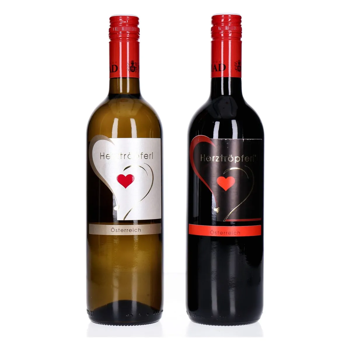 Weingut MAD Geschenk-Set Herztröpferl 2 x 0,75 L rot & weiss