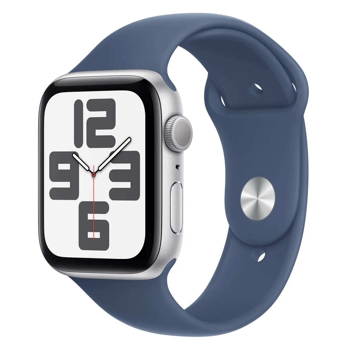 Apple Watch SE 2022 40mm GPS Silber Aluminiumgehäuse mit Sportarmband Sturmblau M/L