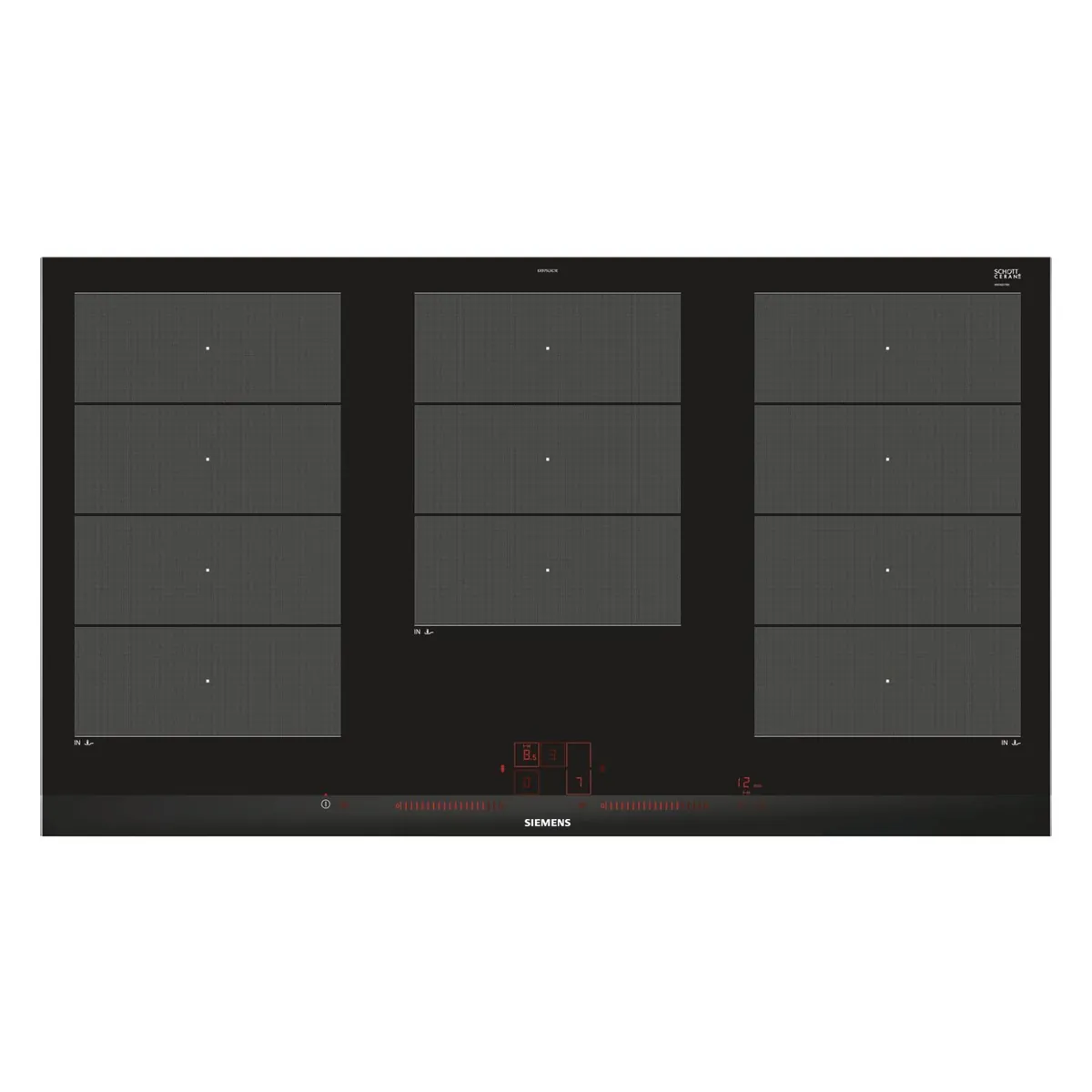 Siemens iQ700 EX975LXC1E Induktionskochfeld 90cm Integriert Zonen-5 Zonen Schwarz, Edelstahl