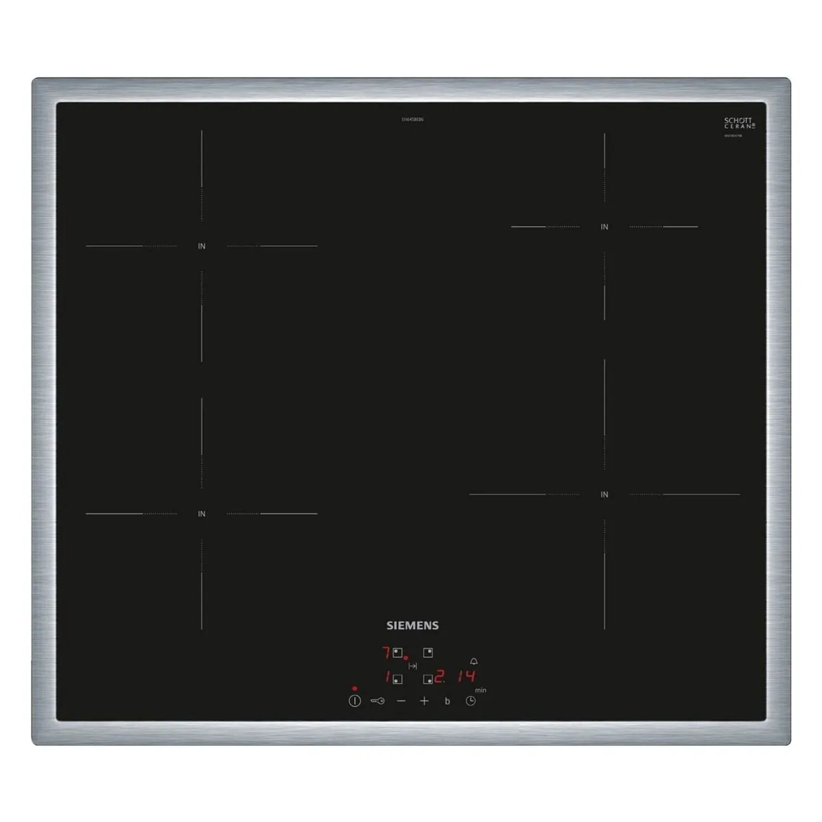 Siemens iQ100 EH645BEB6E Induktionskochfeld Schwarz, Edelstahl Integriert 60 cm 4 Zone(n)