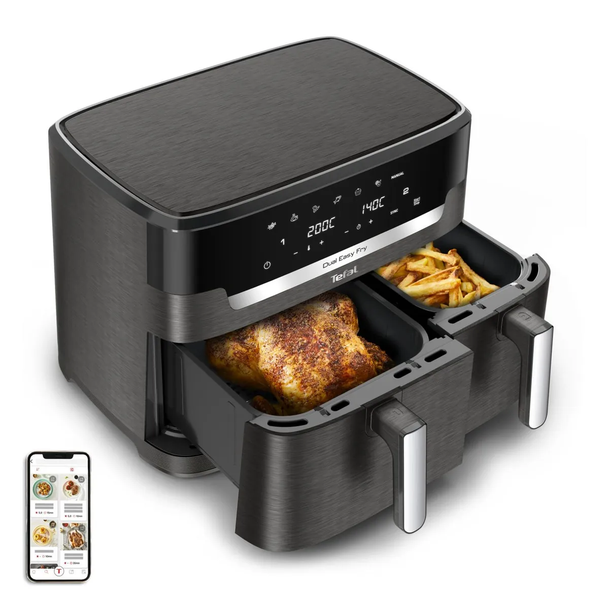 Tefal EY942H - Dual Easy Fry XXL 11L Heißluftfritteuse Doppelkammer