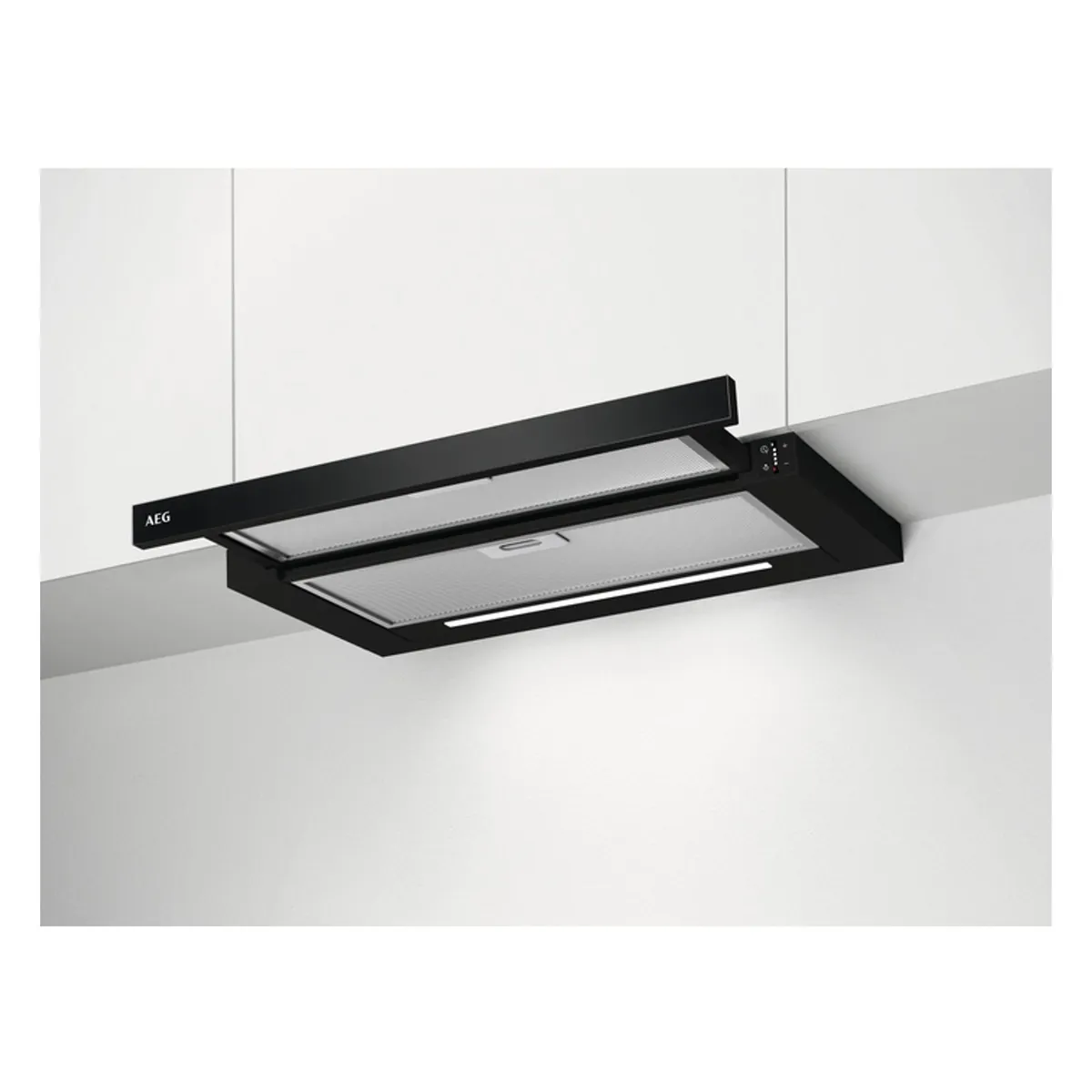 AEG DPE5660B Dunstabzugshaube Halb eingebaut (Pullout) Aluminium, Schwarz 400 m³/h