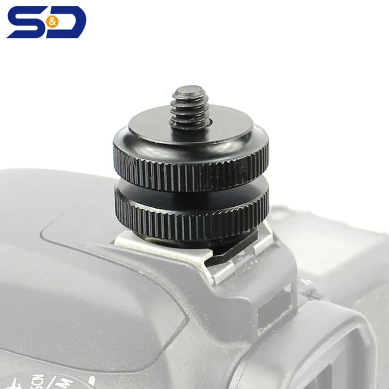1/4 Flash Hot Shoe Mount Phone Holder Dual Nut Cold Shoe Adapter Bracket For Canon Sony Nikon DSLR Camera GoPro Hero Accessories