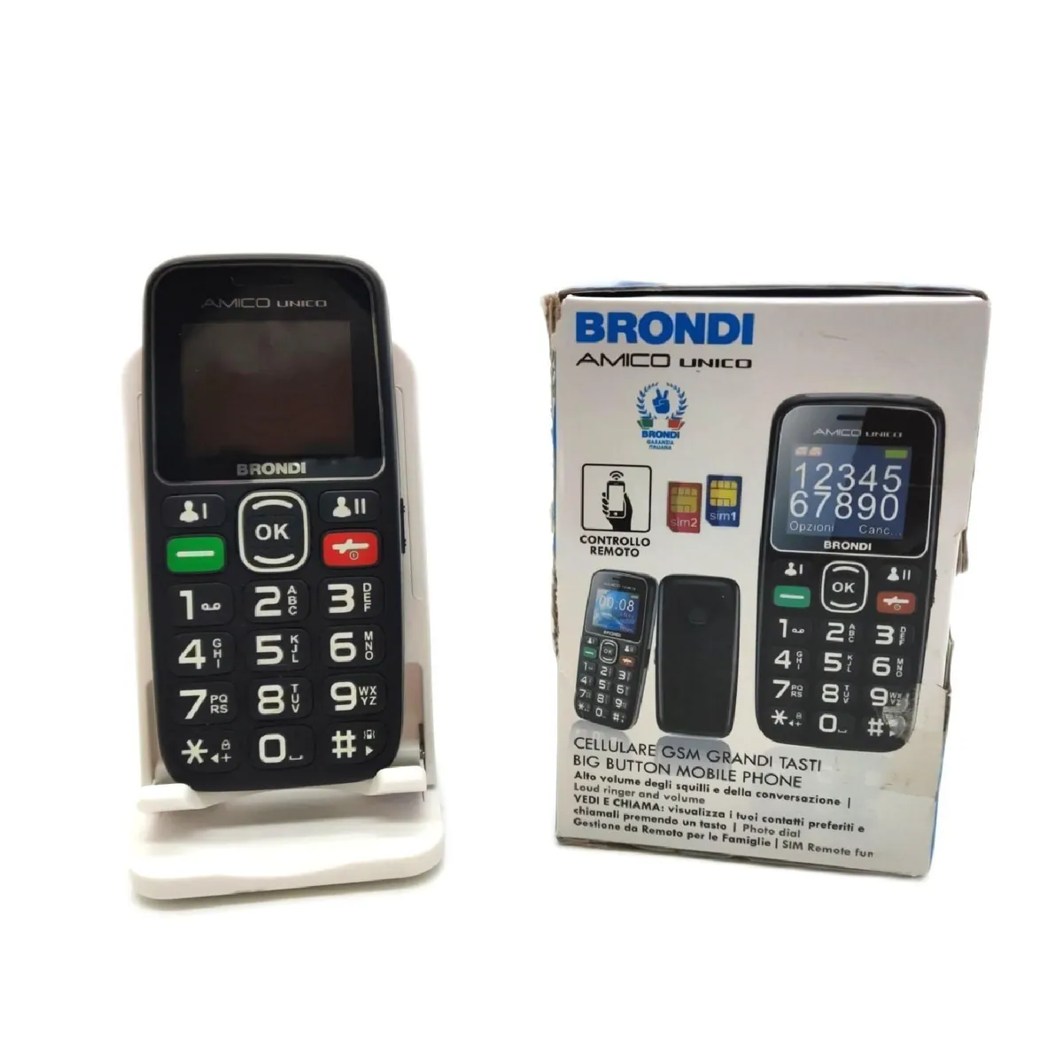 Brondi Handy Seniorenhandy Telefon Amico Unique große Tasten SOS Taste Dual SIM Schwarz