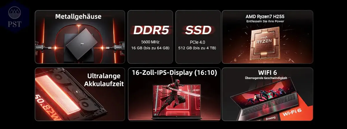 16 Zoll Laptop ACEMAGIC RX16 Ryzen 7 16GB DDR5