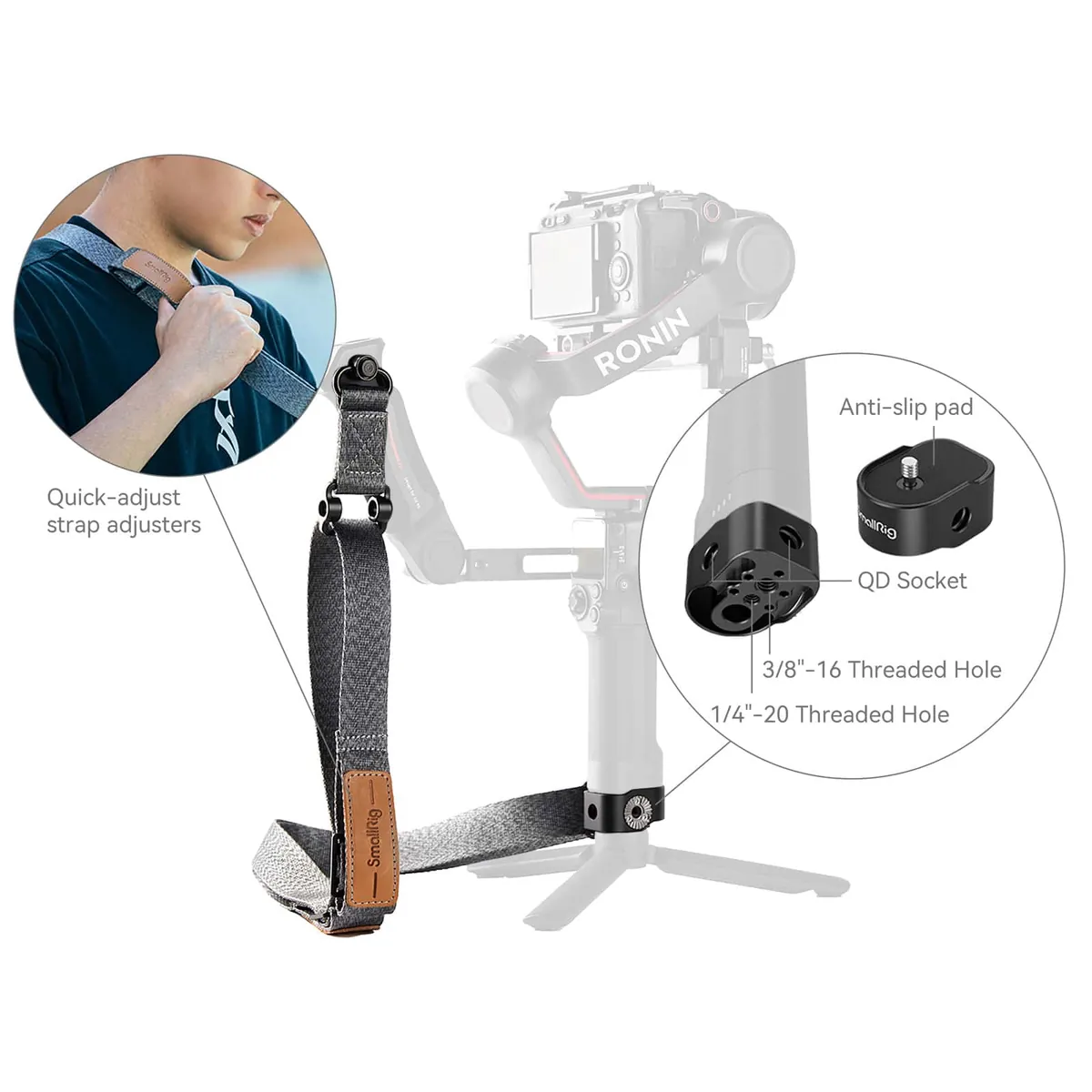 Gewichtsreduzierender Schultergurt für DJI Gimbal SmallRig 4118B