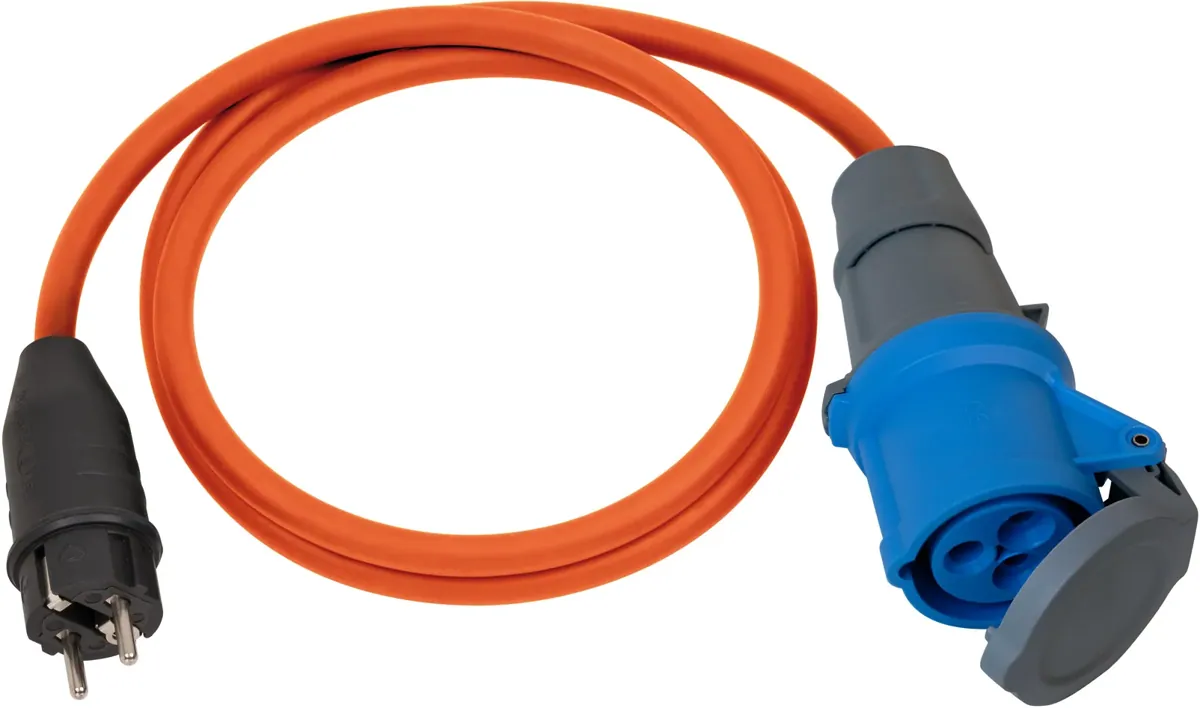 CEE-Adapter 1,5m Ku->SchukoStecker, orange