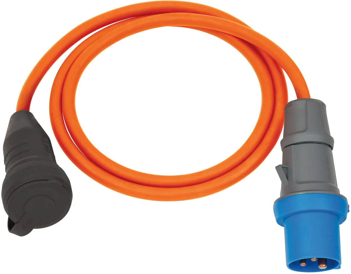 CEE-Adapter 1,5m St->SchukoKupplung, orange