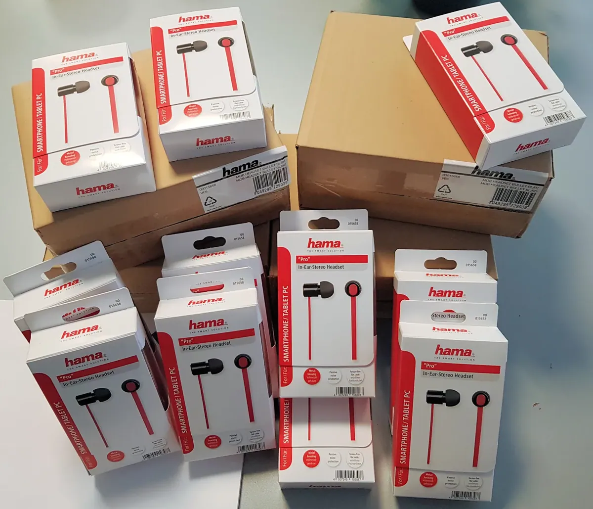 12 x hama mobile Pro Headset Kopfhörer Schwarz Rot - Restposten Sonderposten