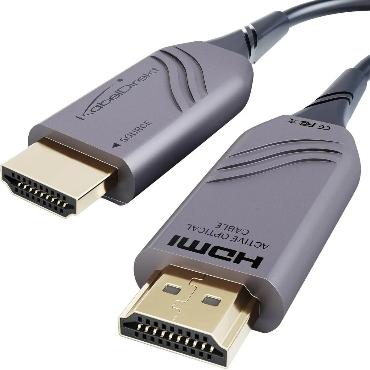 B-Ware - Optisches Ultra High Speed HDMI 2.1 Kabel – 48G, 8K@60Hz, lizenziert, silber/schwarz, Lichtleiterkabel