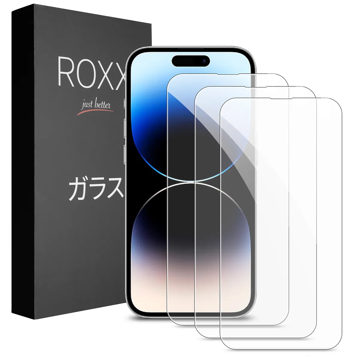 ROXX Japanisches 9H Panzerglas (3 Stück) | iPhone 14 Pro | Volle Displayabdeckung