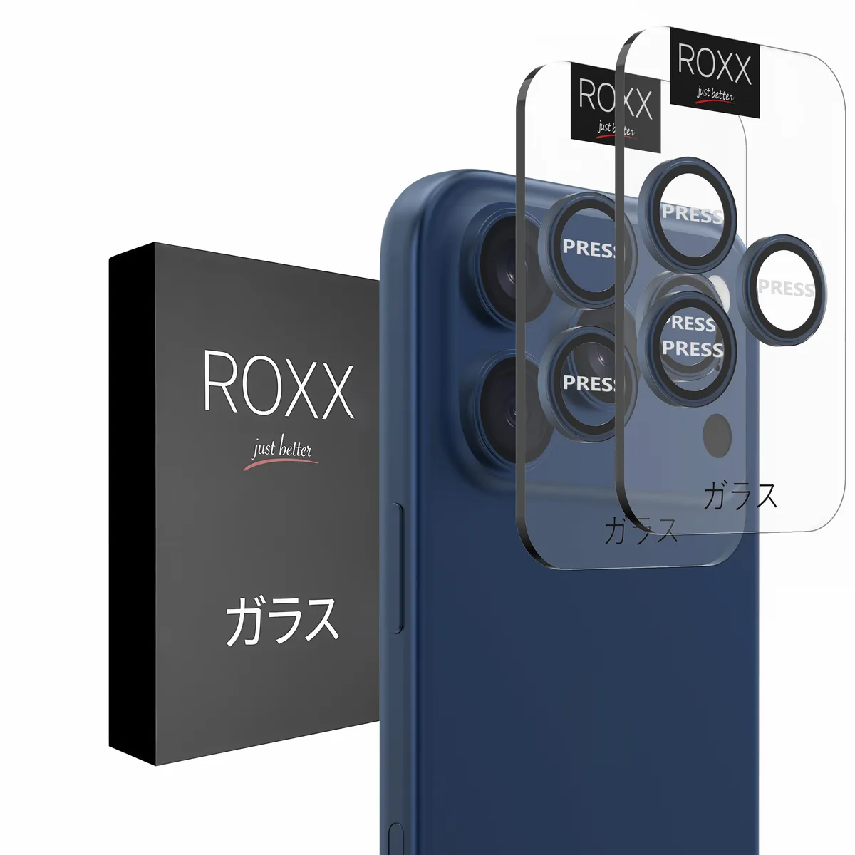 ROXX Japanischer 9H Kameraschutz | Tiefblau | iPhone 17 Pro & 17 Pro Max