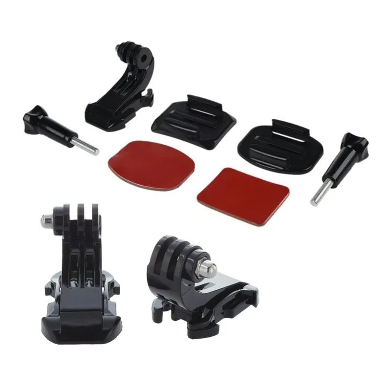 2 Pcs Black Vertical Surface J-Hook Buckle Mount & 1 Set Camera Helmet Front Mount Adhesive Kit Gopro Hero 3 2 1