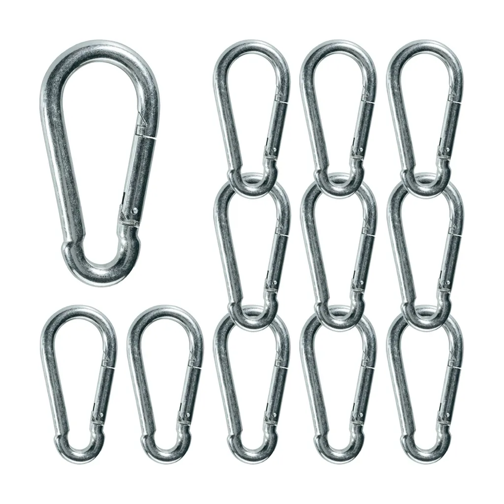 12x Karabinerhaken 50x5 mm Stahl verzinkt DIN5299