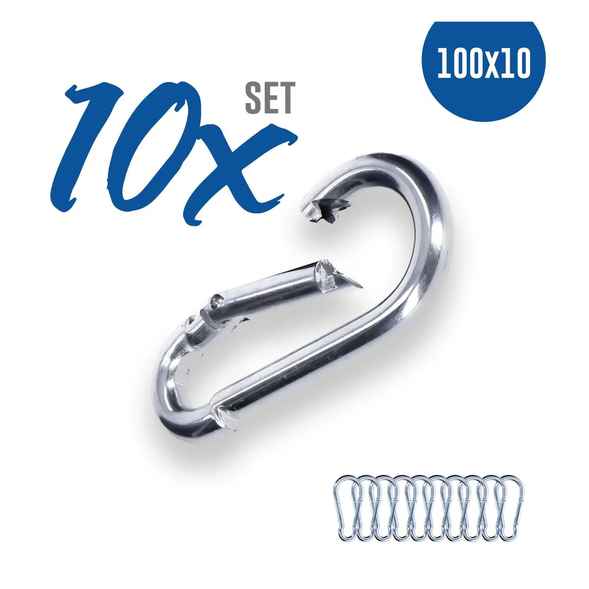 10x Karabinerhaken 100x10 DIN 5299 verzinkt