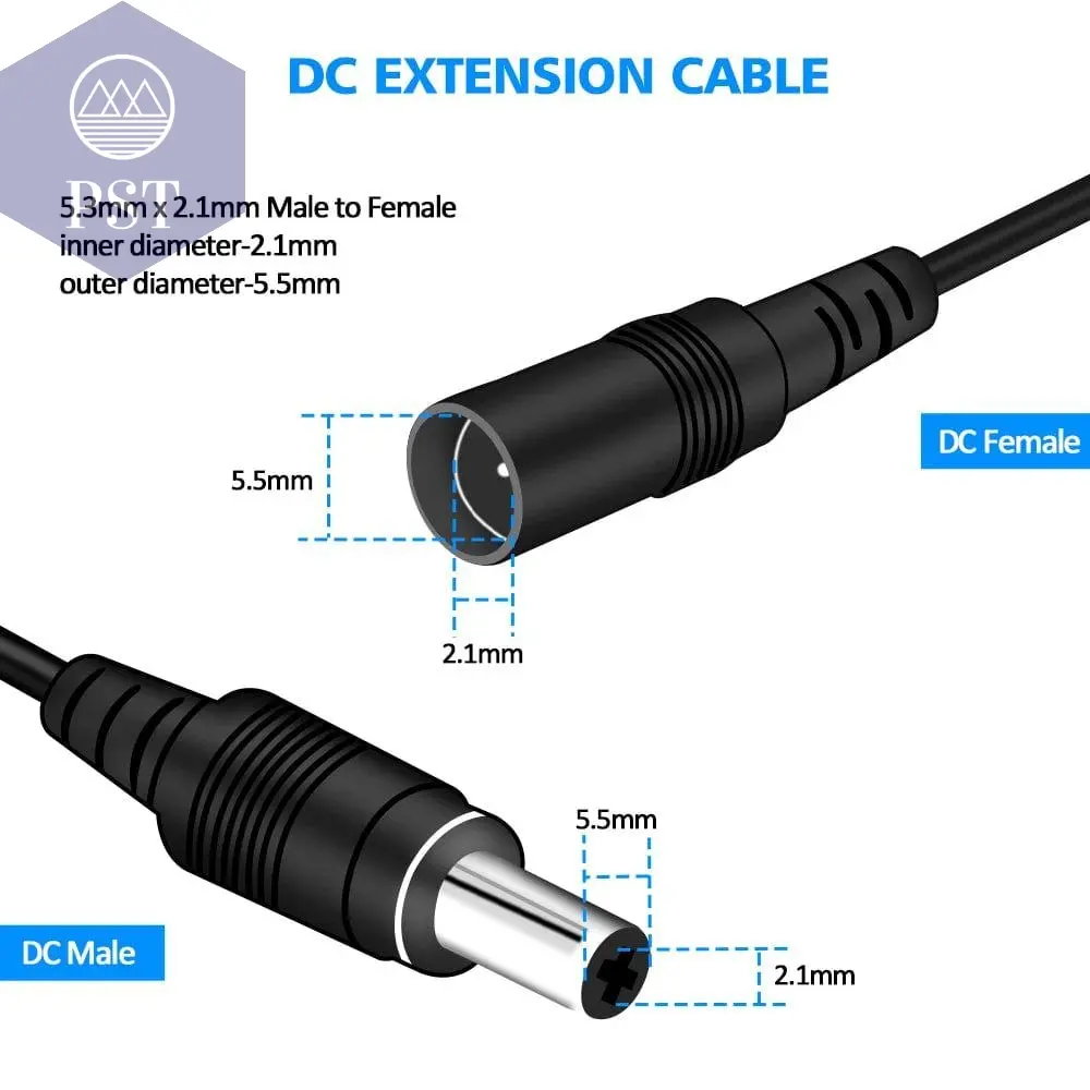 2M 6.56FT/ 5M 16.5FT / 10M 33FT DC Extension 5.5x2.1mm Power Cord Cable Extender For CCTV Security Camera 12 Volt Extension Cord