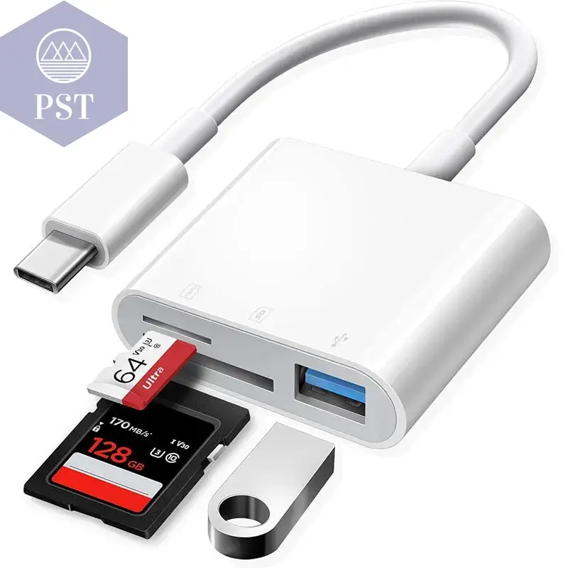 3 In 1 Adapter Type-C, Tf, Cf, Sd, Memory Card Reader, Recorder, Compact Flash Usb-C, Pro, Macbook