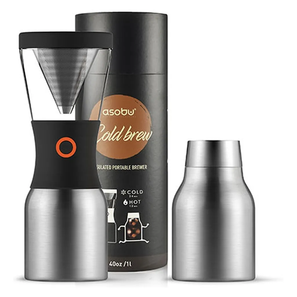 Asobu Cold Brew Kaltbrüh-Kaffeemaschine Silber, Schwarz
