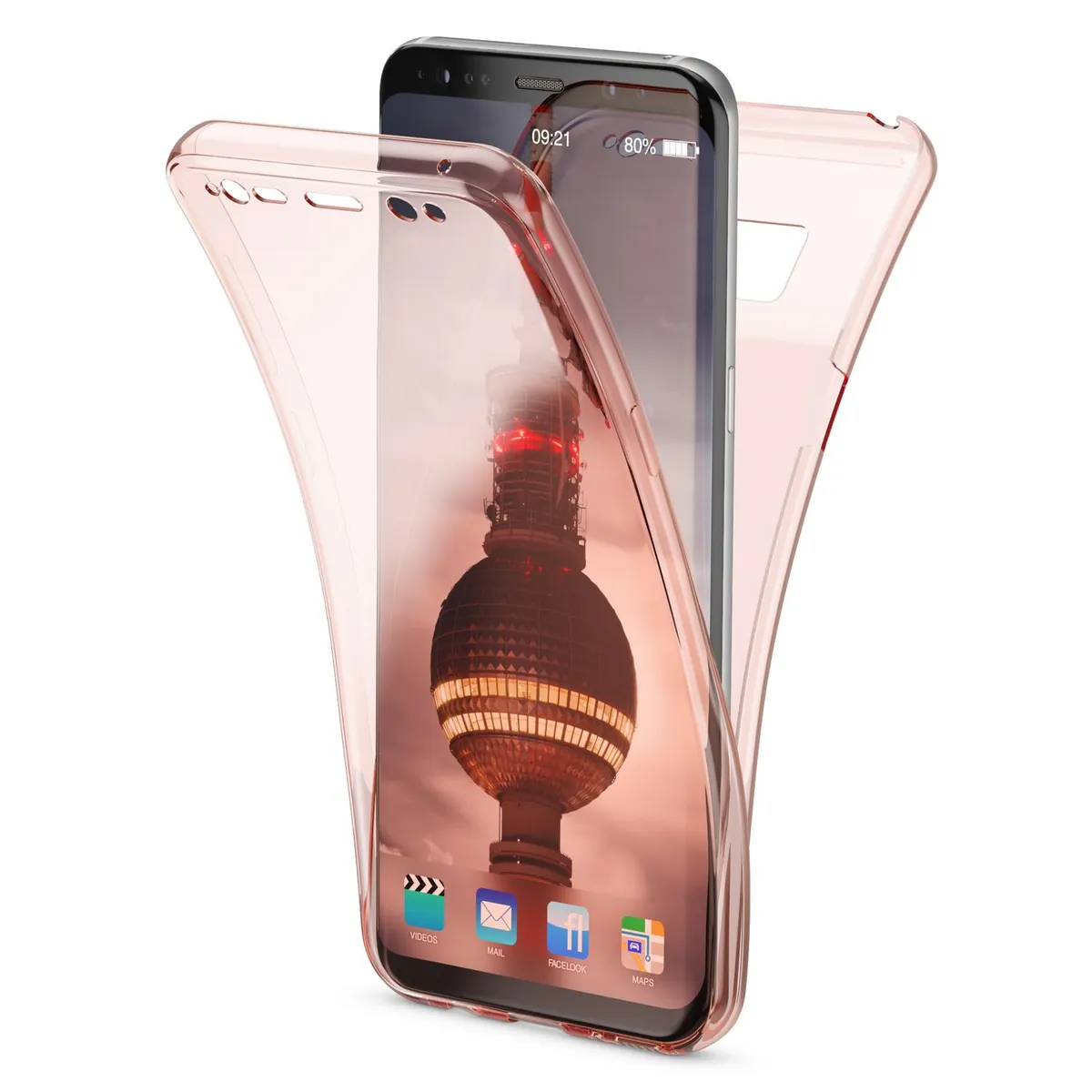 NALIA 360 Grad Hülle kompatibel mit Samsung Galaxy S8, Full Cover Rundum Doppel-Schutz Handyhülle, Dünnes Ganzkörper Silikon Case, Transparente Schutzhülle Vorne & Hinten Schale