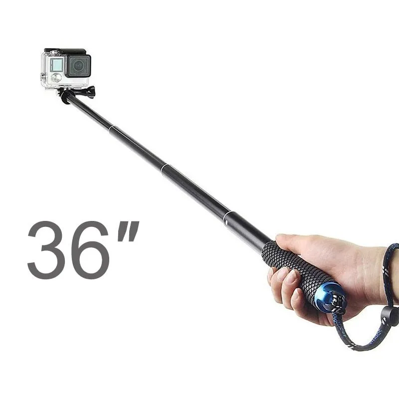 36 Inch Extendable Handheld Pole Telescopic Selfie Monopod Stick for GoPro Hero 11 10 9 8 7 6 5 4 3 Yi DJI Go Pro Accessories