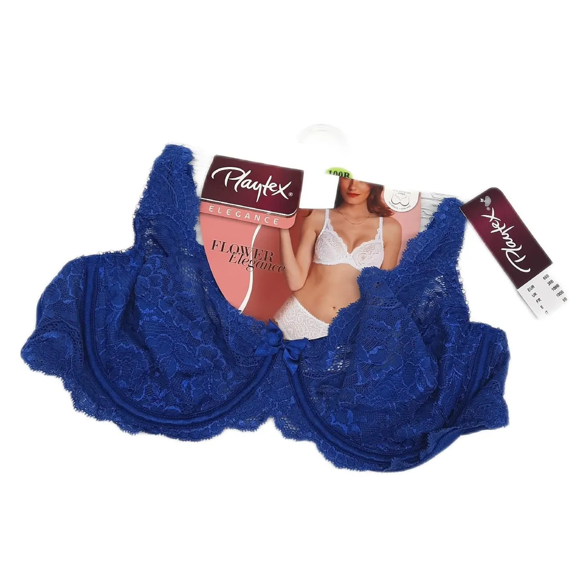 Platex Damen BH Damenwäsche Flower Elegance Push Up Komfort Blau 85B