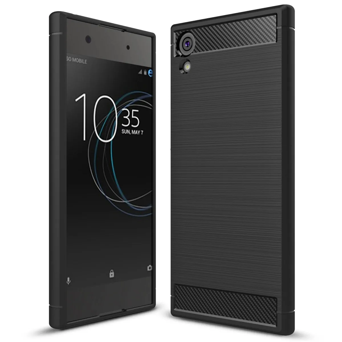 NALIA Silikonhülle für Sony Xperia XA1 Ultra – Rutschfest & Matt – VORTEX (Gebürstete Optik & Carbon Design) – Marke aus Berlin