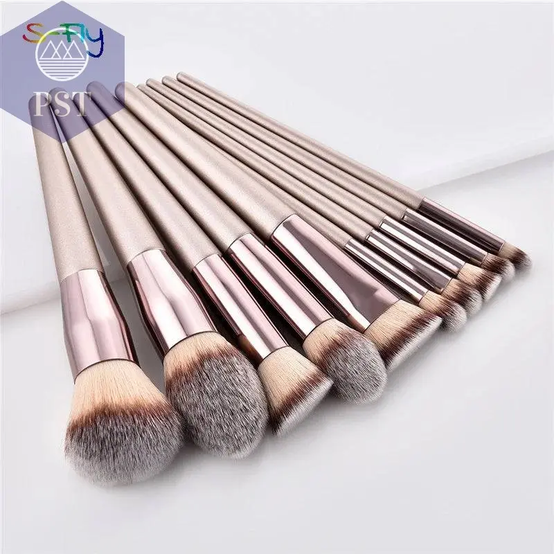 4/10pcs Champagne makeup brushes set for cosmetic foundation powder blush eyeshadow kabuki blending make up brush beauty tool