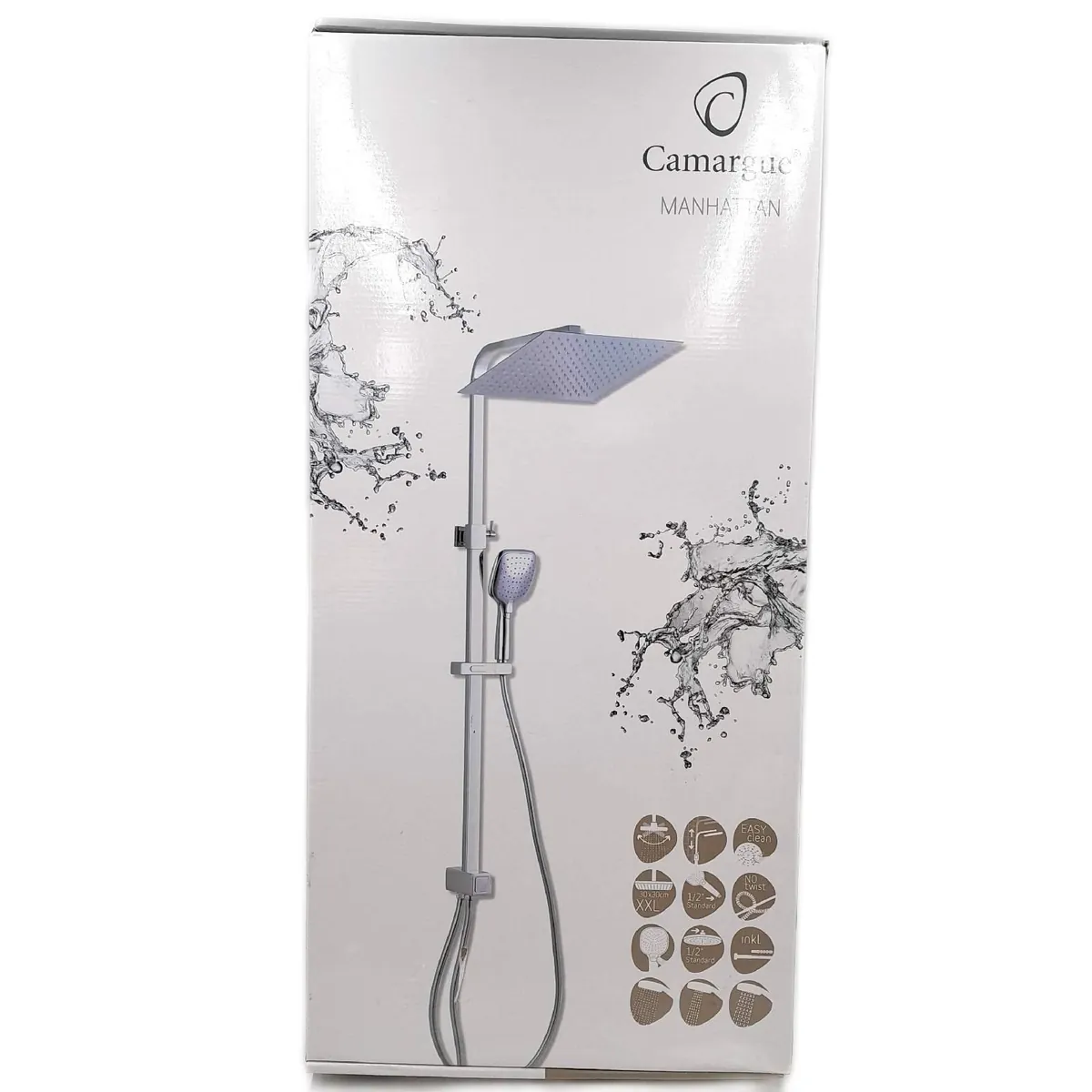 Camargue Überkopfbrausen Set Badezimmerarmaturen Manhattan Verchromt Design Badezimmer