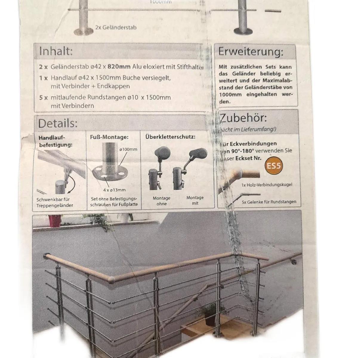 Treba Geländerset Gartenzubehör Gartenmaterial Frewa AG4 langlebig Aluminium Silber 150