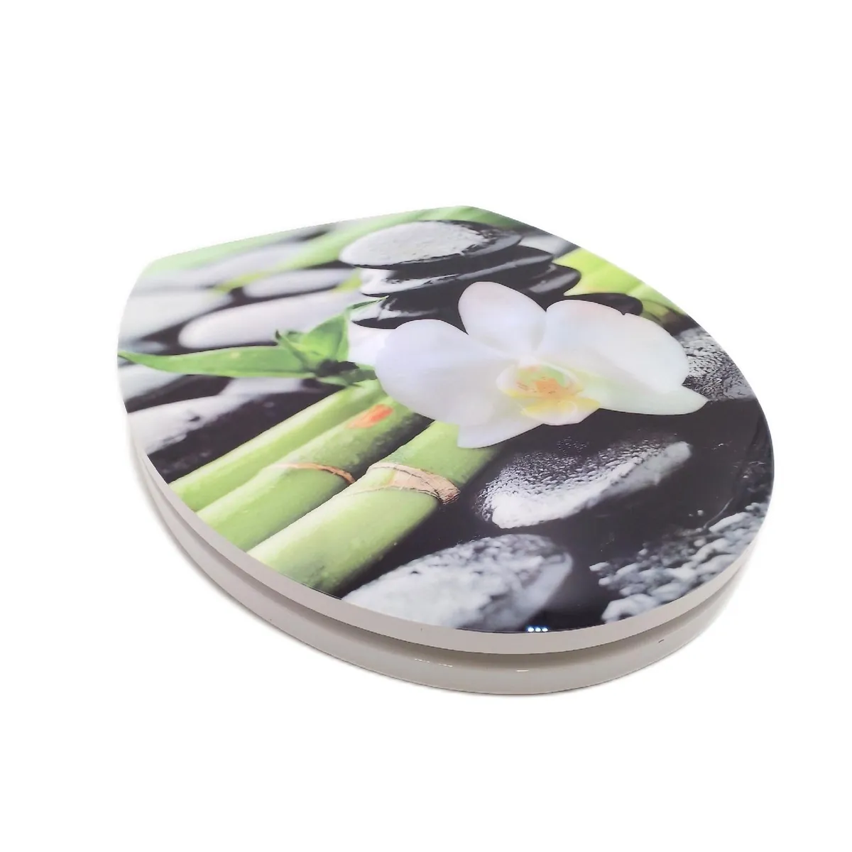 Poseidon WC Sitz Badezimmer Ausstattung Orchidee Absenkautomatik Komfort Design MDF Grün Weiß ungift