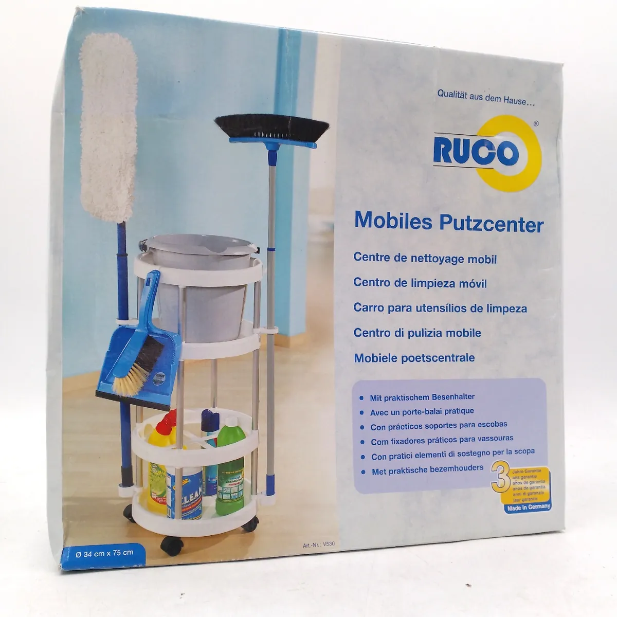 Ruco Reinigungswagen Haushalt Reinigung Ø x H 34 x 75 cm praktisch Ordnungssystem