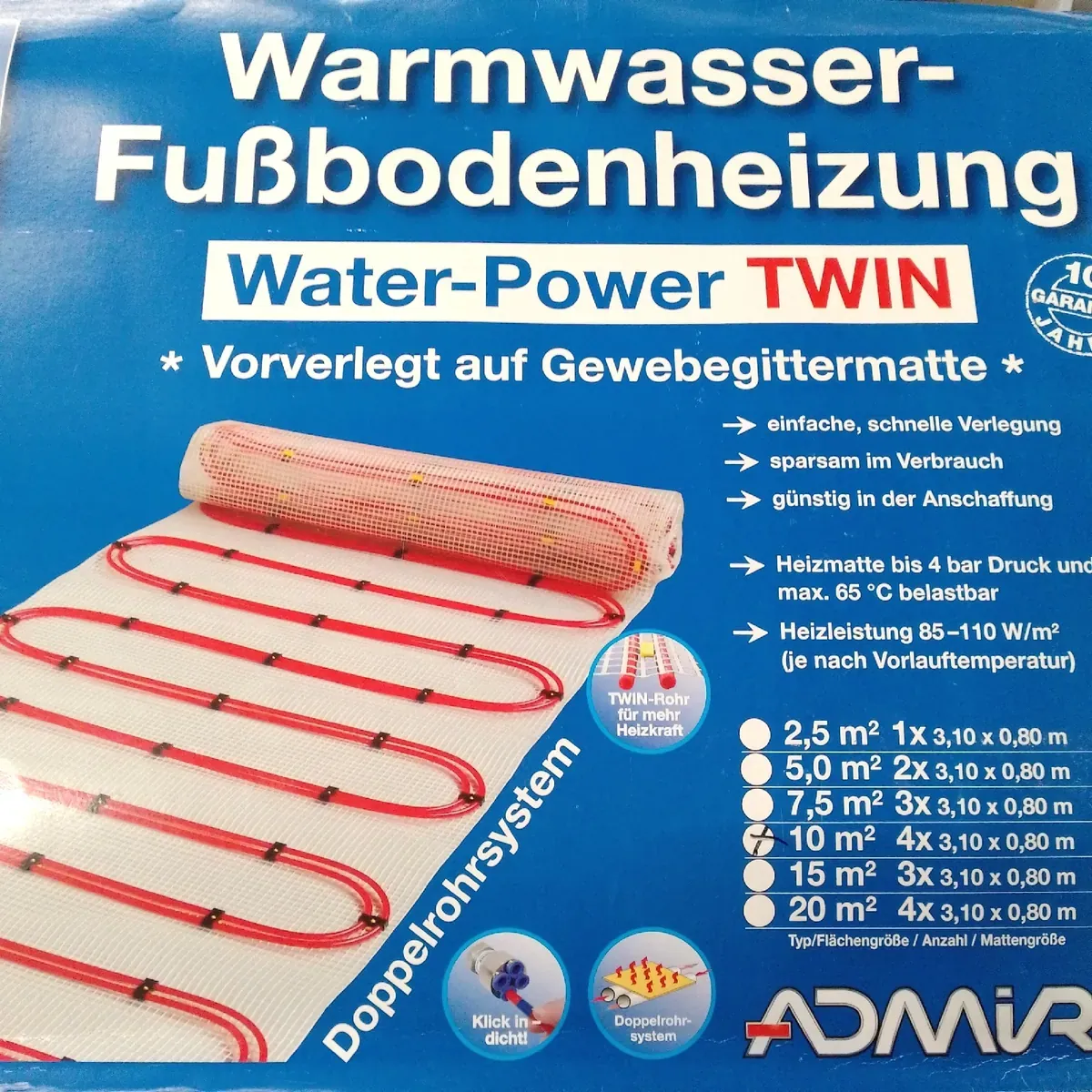Admiral Fußbodenheizung Heizsystem Wasser Power 12 4 x 0 Installation Eff