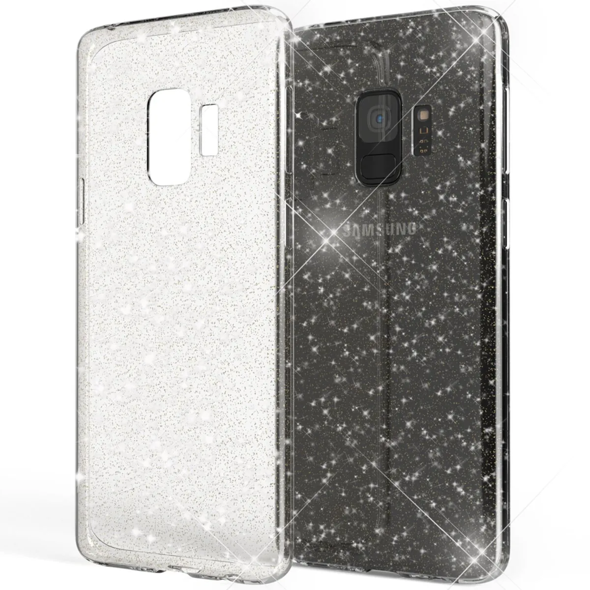 NALIA Glitzerhülle für Samsung Galaxy S9 – Funkelndes Silikon Case – DAZZLIN (Transparent & Stoßfest) – Marke aus Berlin