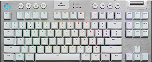 Logitech G915 LIGHTSPEED TKL wireless mechanical gaming keyboard without numeric keypad, tactile GL key switch with low profile, French AZERTY layout - white