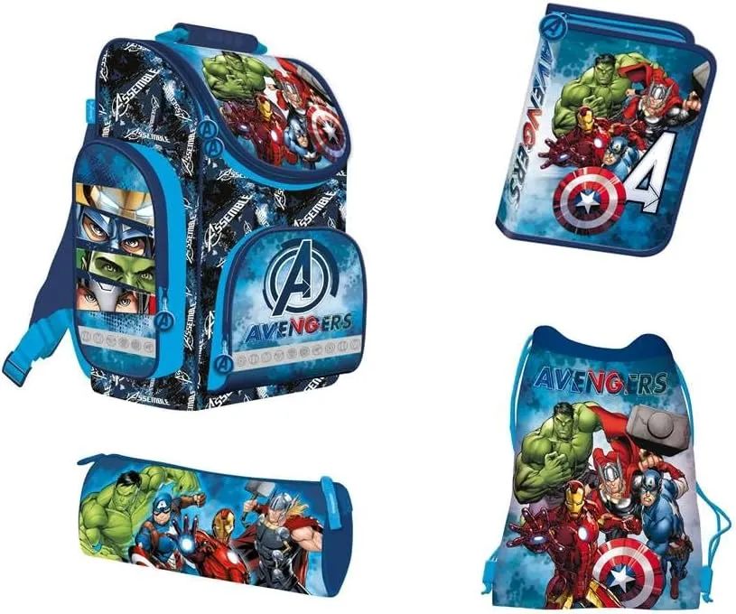 St.Majewski Avengers Schultaschen-4er-Set - praktisch, robust, & stilvoll für die Schule und Freizeit