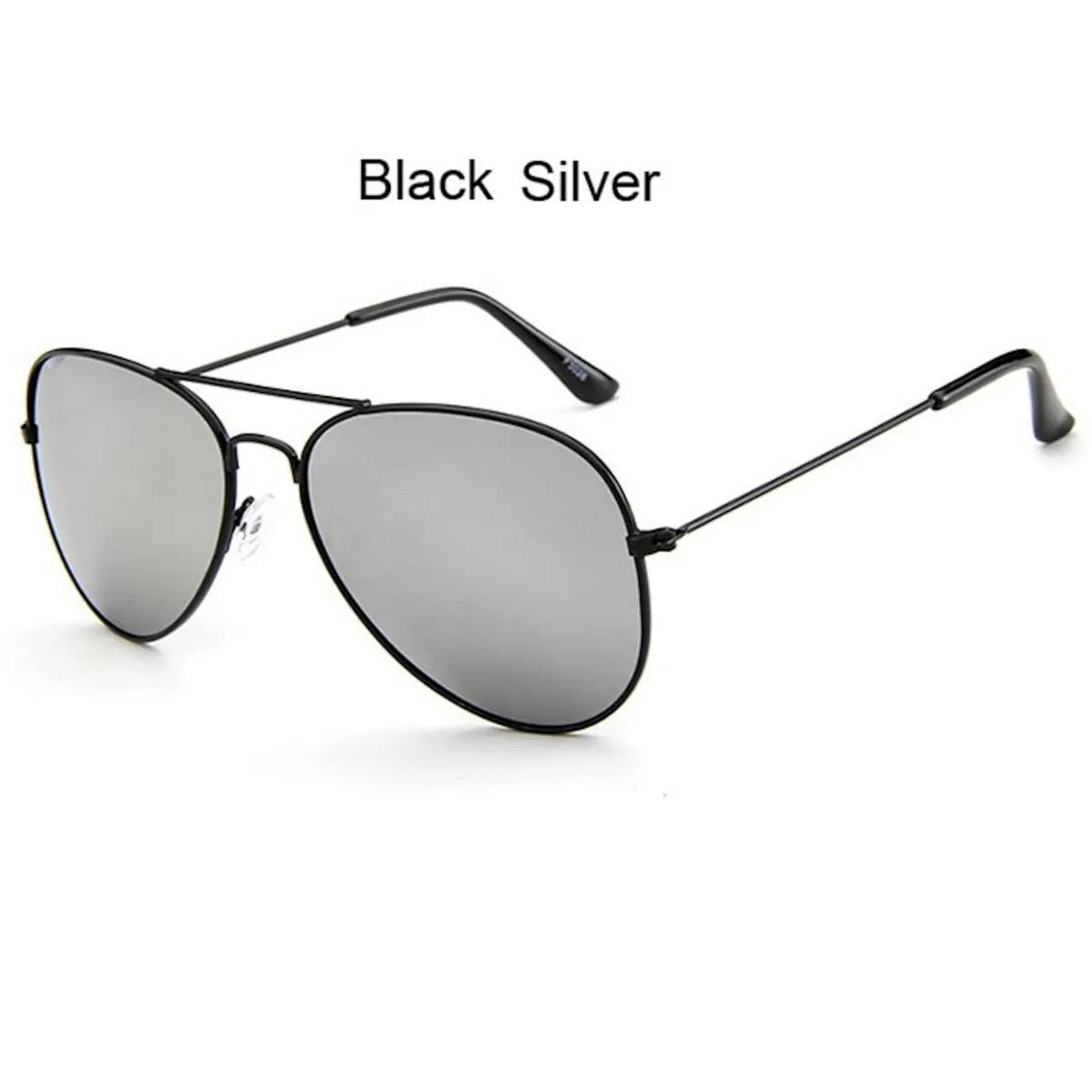 Sonnenbrille Pilotenbrille Fliegerbrille Brille Schwarz Silber verspiegelt