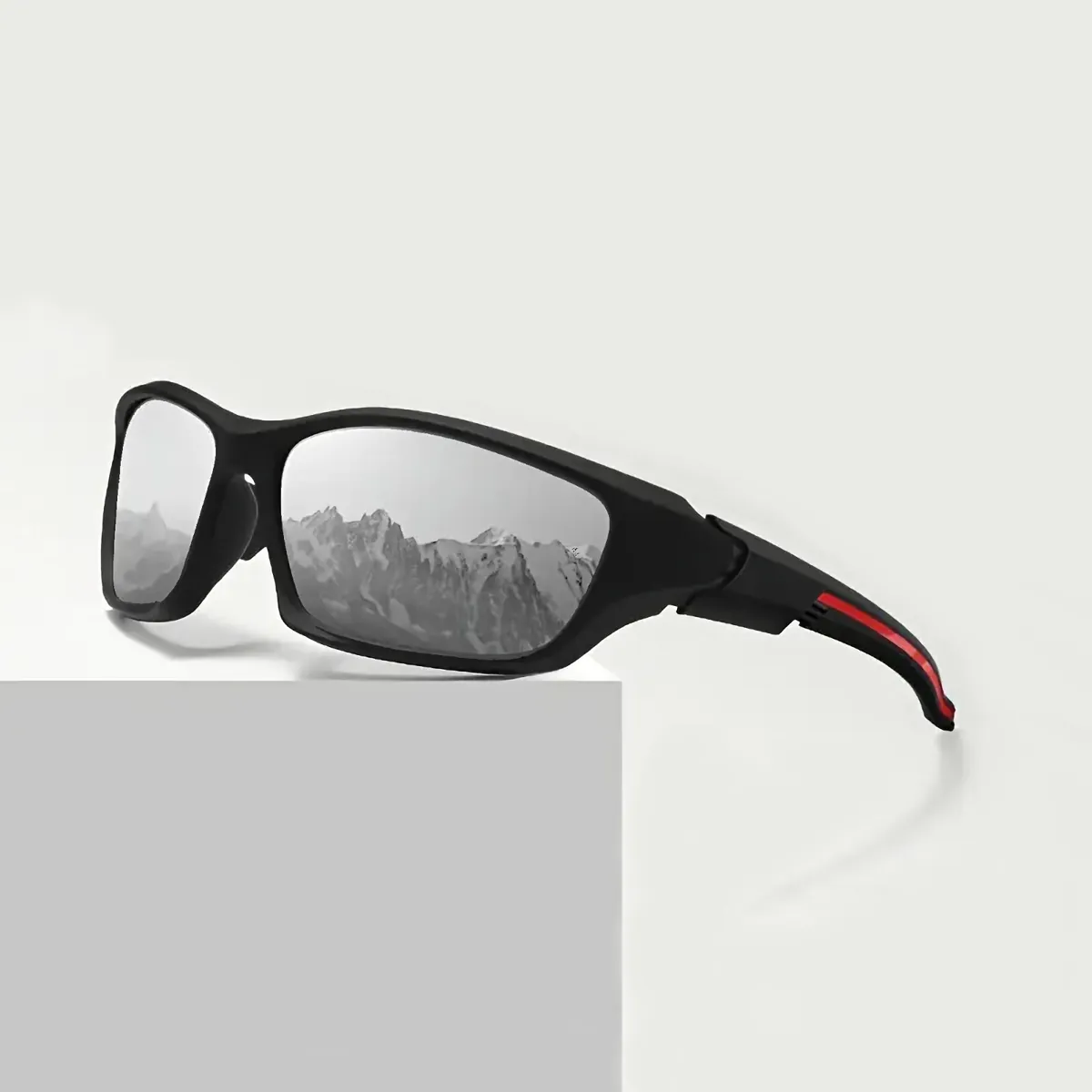 Sonnenbrille 768 Premium Biker Brille Männer Cool UV400 TR90 Schwarz Silber