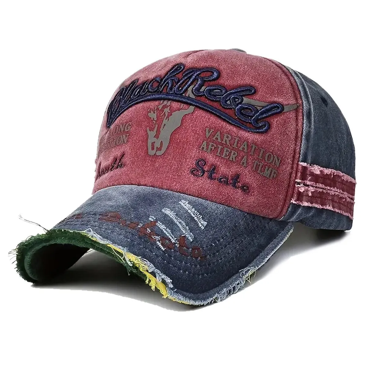 Black Rebel Basecap Basecaps Base Cap Vintage Style Rot Blau Mütze Hut NEU