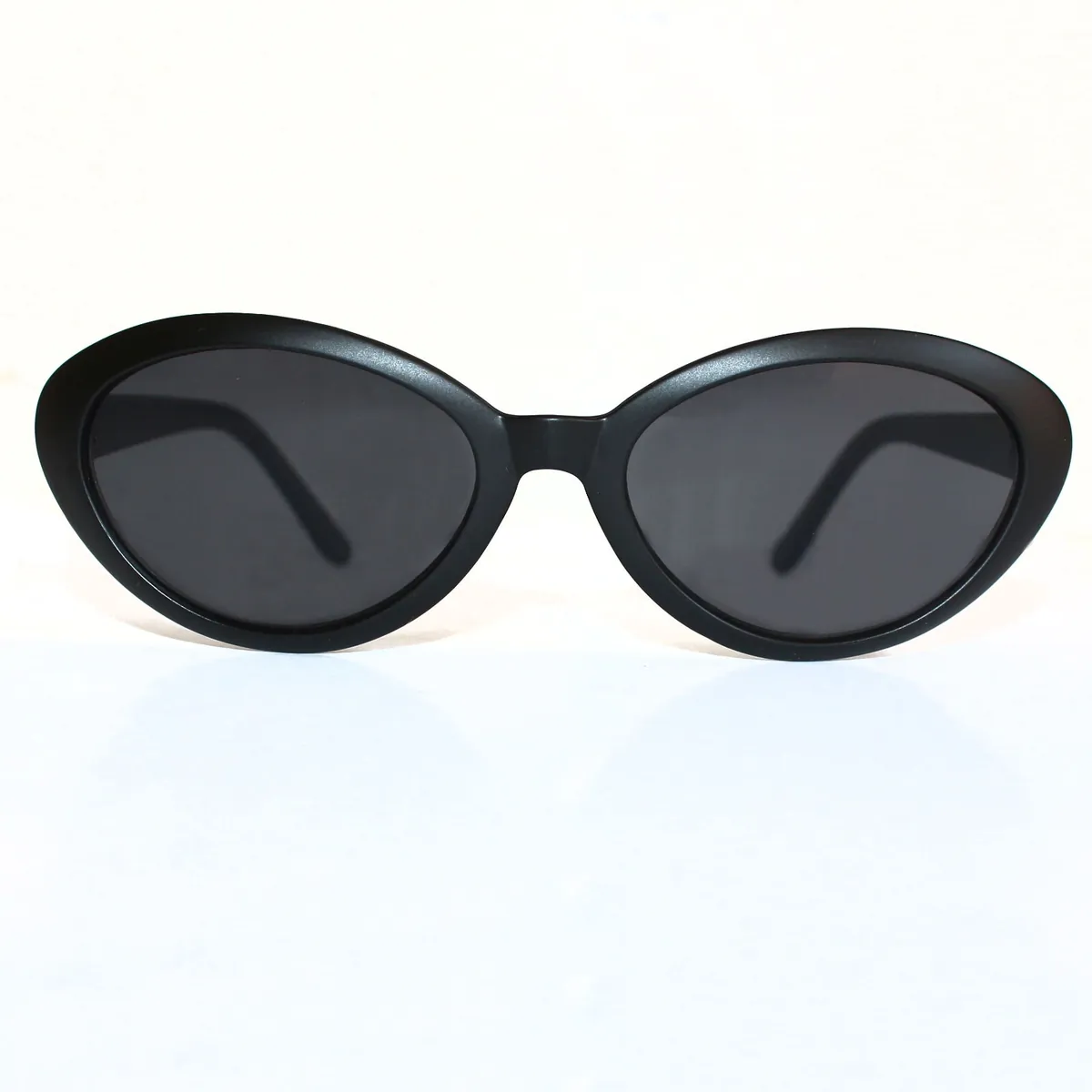 Stylische Cat Eye Sonnenbrille Schwarz Matt, schwarze Gläser 9381