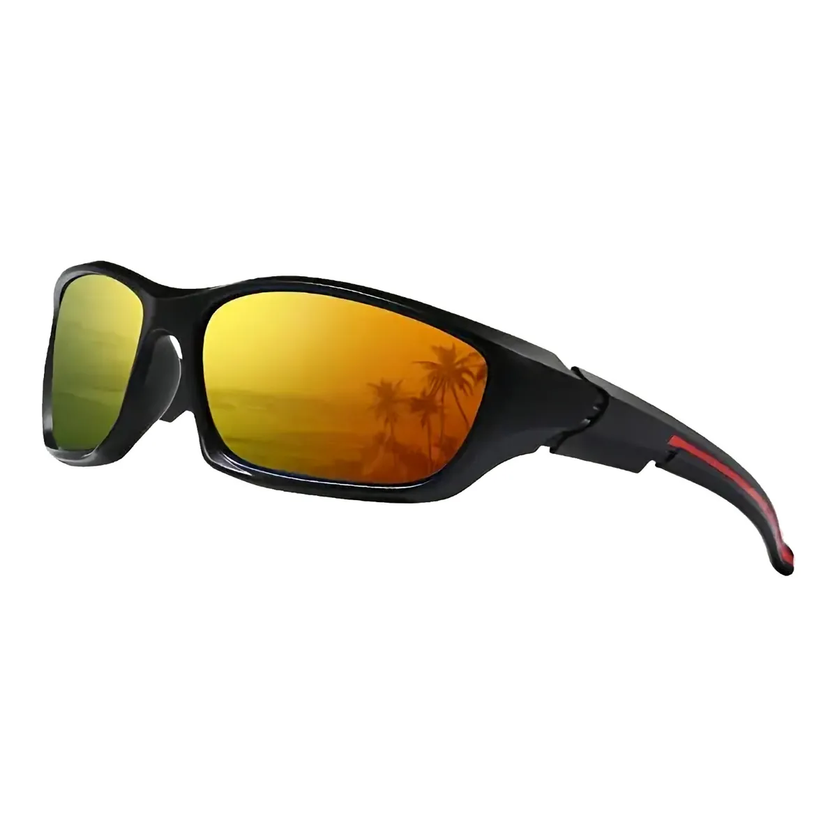 Sonnenbrille 768 Premium Biker Brille Männer Cool UV400 TR90 Schwarz Rot Orange