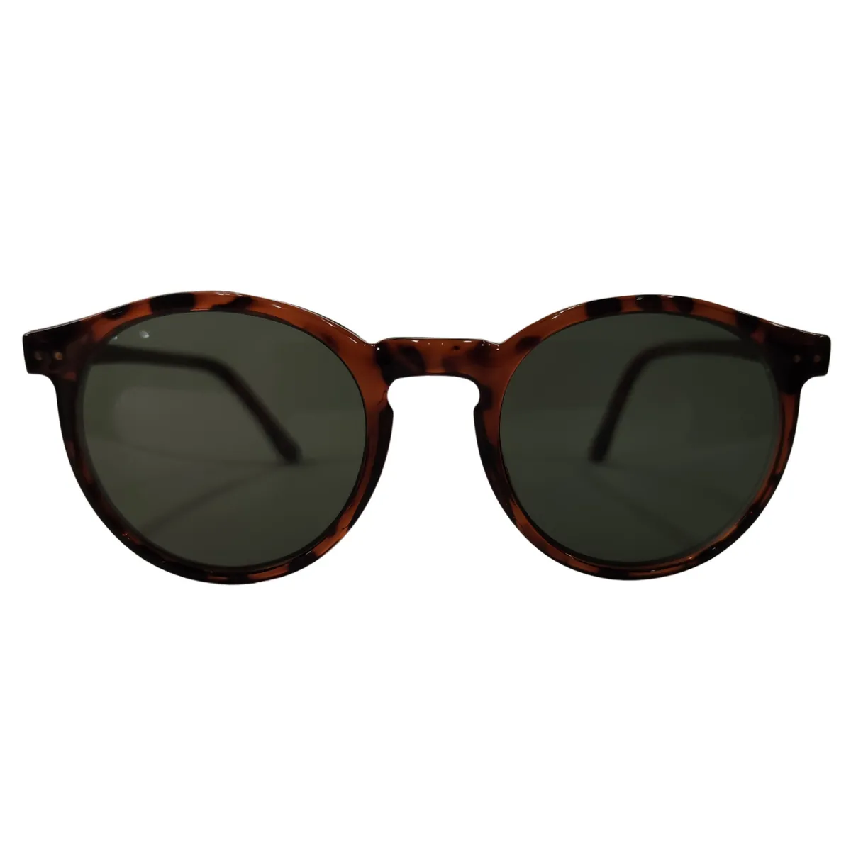 Stylische Damen Sonnenbrille Braun Tigerlook, graue Gläser 9344