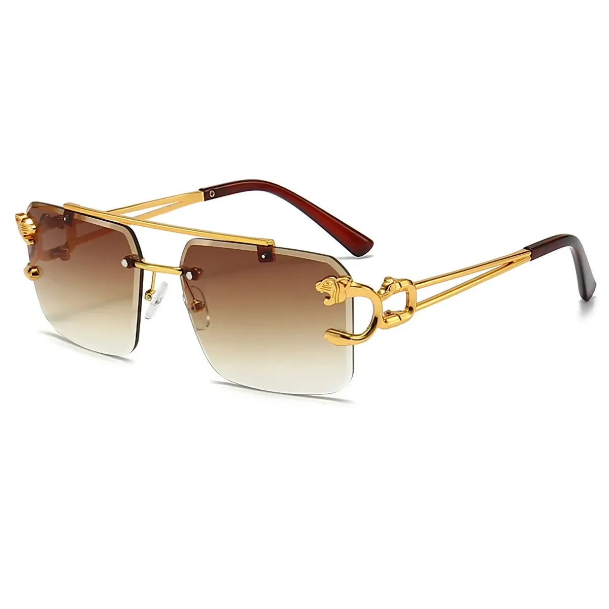 Designer Sonnenbrille Stylisch Vintage Brille Cool Gold Leopard 5205 B