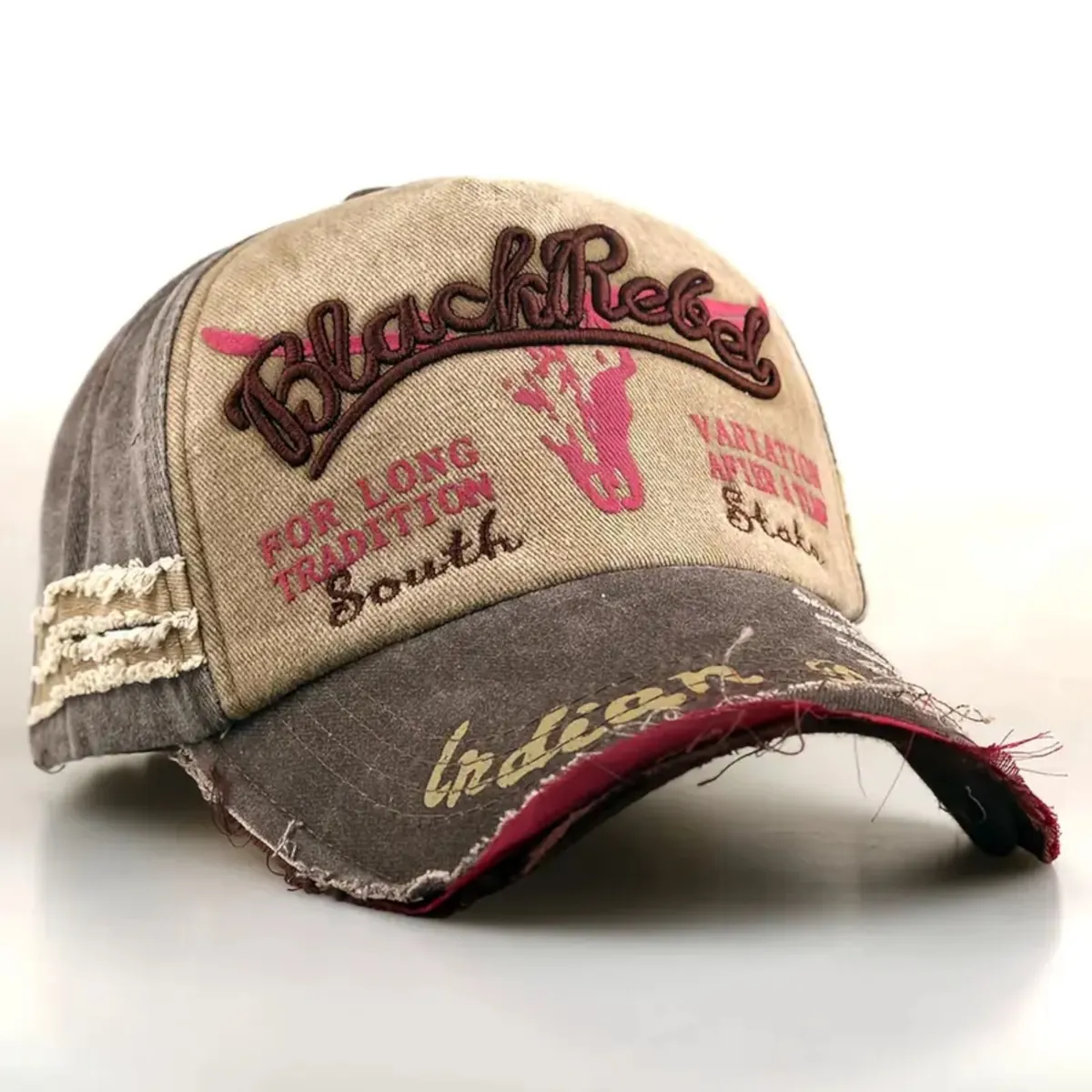 Black Rebel Basecap Basecaps Base Cap Vintage Style Braun Mütze Hut NEU