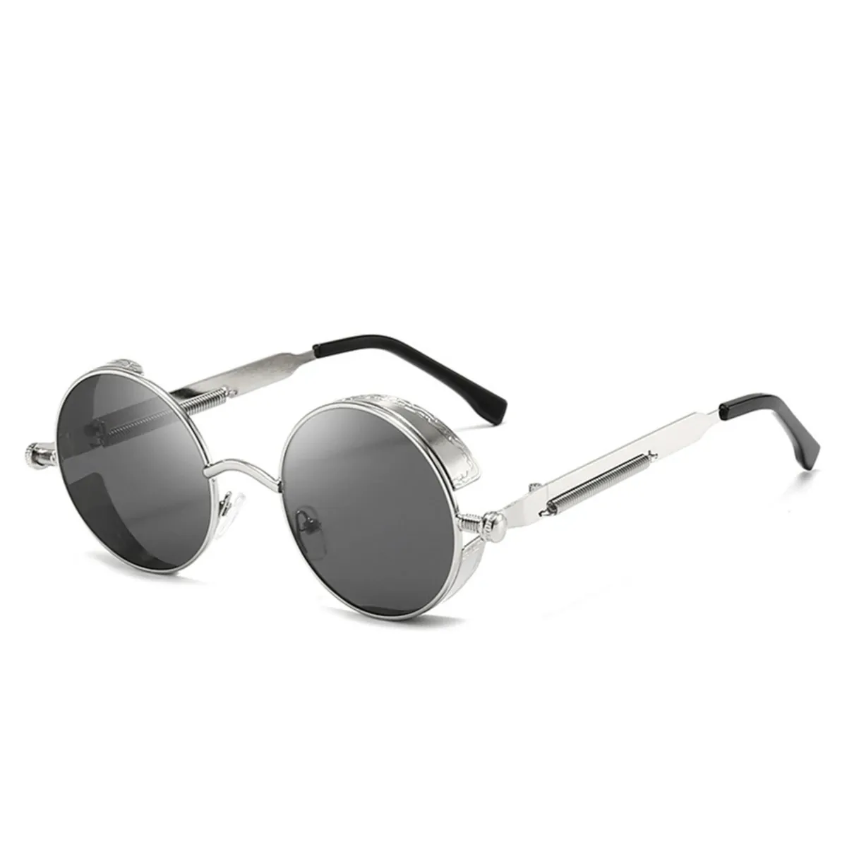 Vintage Retro Sonnenbrille Steampunk Rund Lennon Style silber Cool UV400, 5310 S