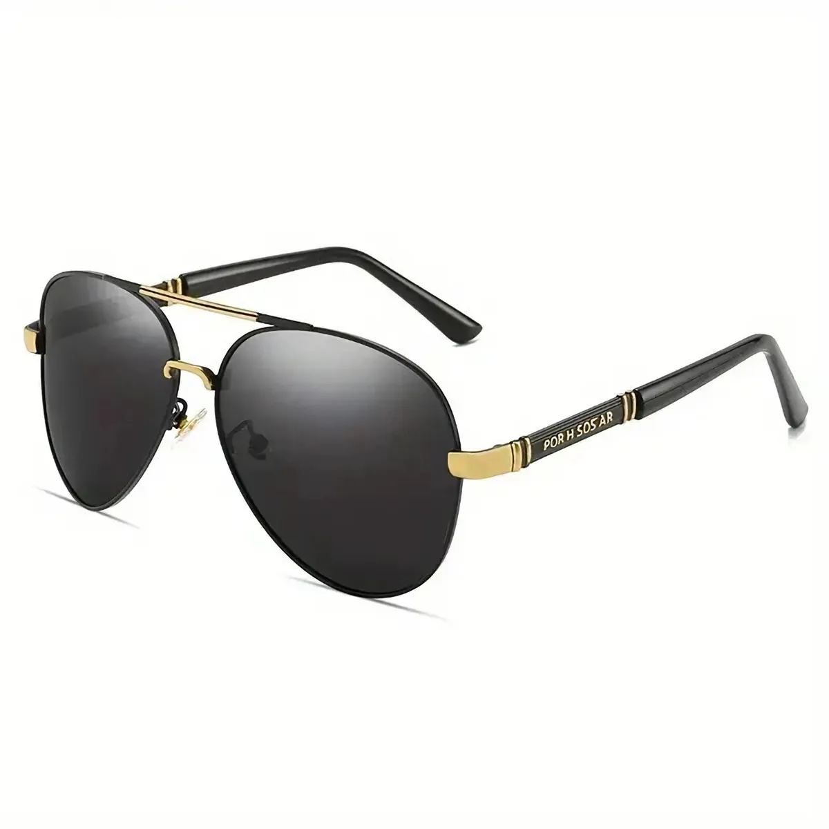 Stylische Sonnenbrille Pilotenbrille Fliegerbrille Brille Schwarz Gold P120 G