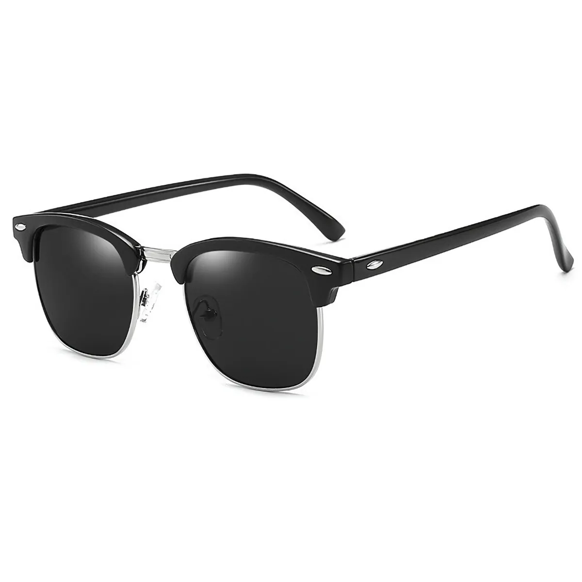 Sonnenbrille Vintage Retro Brille Damen Herren Unisex Schwarz Silber 10552
